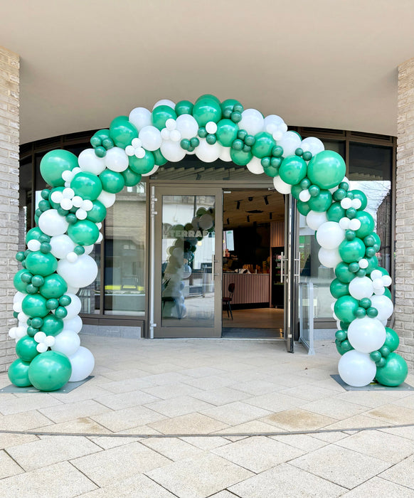 Outdoor Organic Deluxe Large Balloon Arch - Green/White The Ultimate Balloon And Party Shop Cheltenham & Gloucester Balloons & Fancy Dress 
