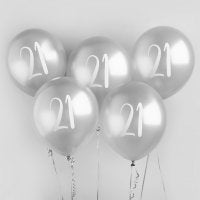 Age 21 Birthday Balloons (5pk) - Silver The Ultimate Balloon And Party Shop Cheltenham & Gloucester Balloons & Fancy Dress 