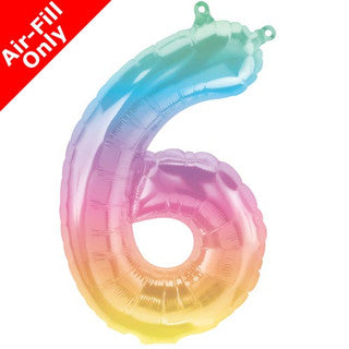 Mini Air Fill Number 6 Foil Balloon - Rainbow