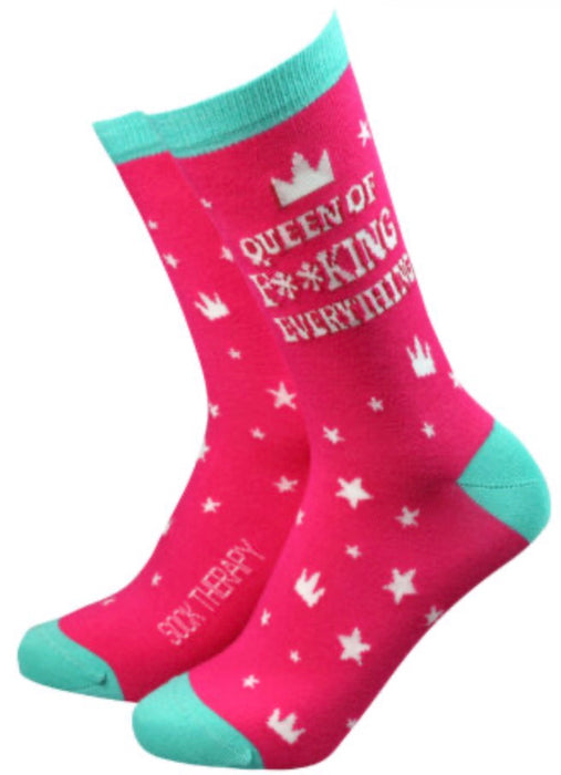 Woman’s Bamboo Gift Socks - Queen Of F*cking Everything The Ultimate Balloon And Party Shop Cheltenham & Gloucester Balloons & Fancy Dress 