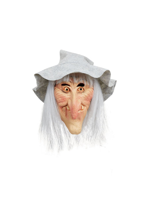 Witch Rubber Mask With Grey Hair