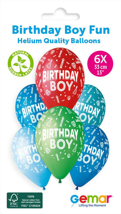Birthday Boy Balloons 6 Pack The Ultimate Balloon And Party Shop Cheltenham & Gloucester Balloons & Fancy Dress 