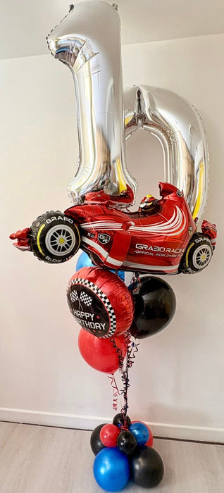 Large Number Racing Car Themed Mixed Balloon Display The Ultimate Balloon And Party Shop Cheltenham & Gloucester Balloons & Fancy Dress 
