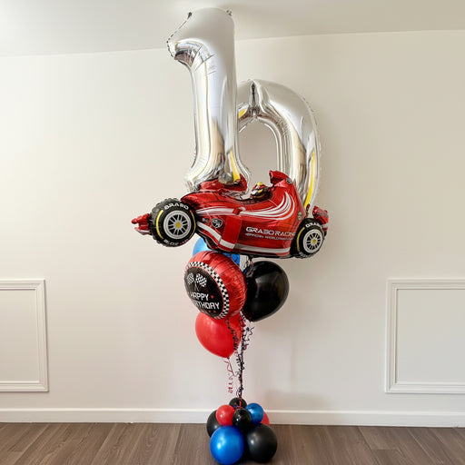 Large Number Racing Car Themed Mixed Balloon Display The Ultimate Balloon And Party Shop Cheltenham & Gloucester Balloons & Fancy Dress 