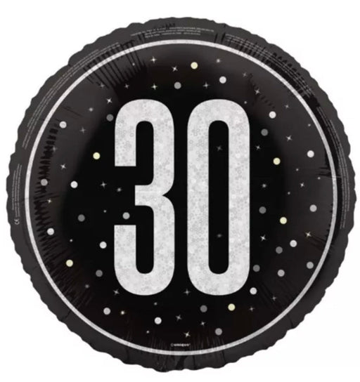 18" Foil Age 30 Balloon - Black/Silver The Ultimate Balloon And Party Shop Cheltenham & Gloucester Balloons & Fancy Dress 