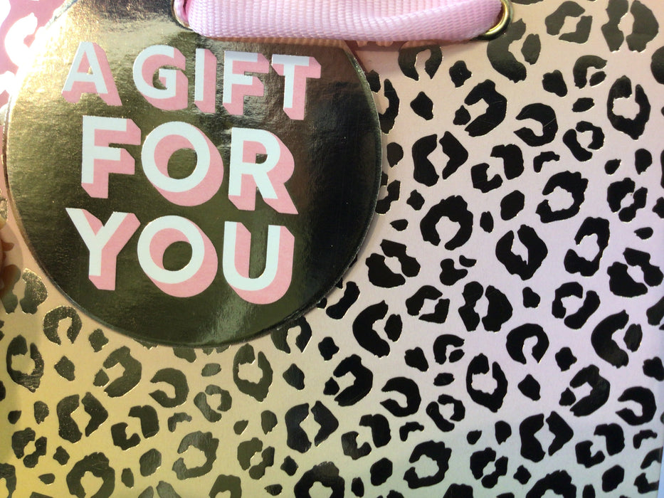 Birthday Gift Bag - Pink Leopard Print