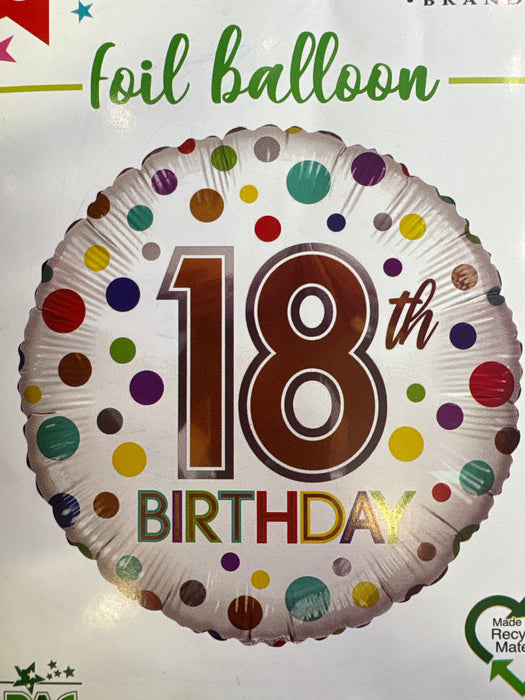 18" Foil Age 18 Balloon - Rainbow The Ultimate Balloon And Party Shop Cheltenham & Gloucester Balloons & Fancy Dress 