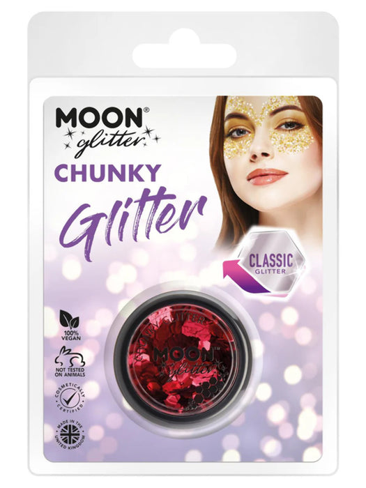 Cosmetic Chunky Glitter Pot - Classic Red