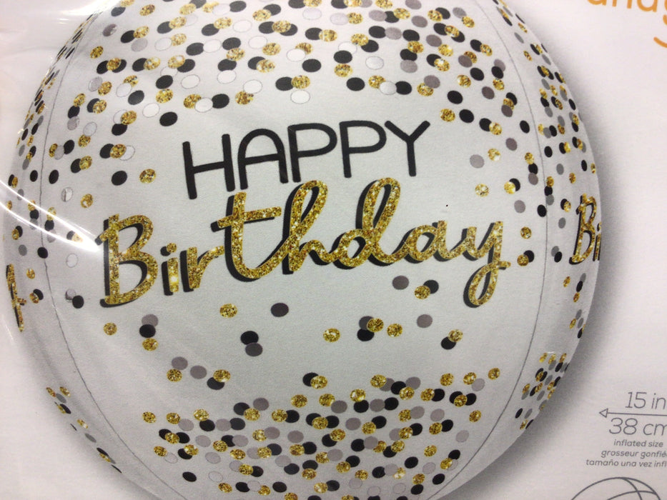 Orbz Birthday Foil Balloon - White & Gold