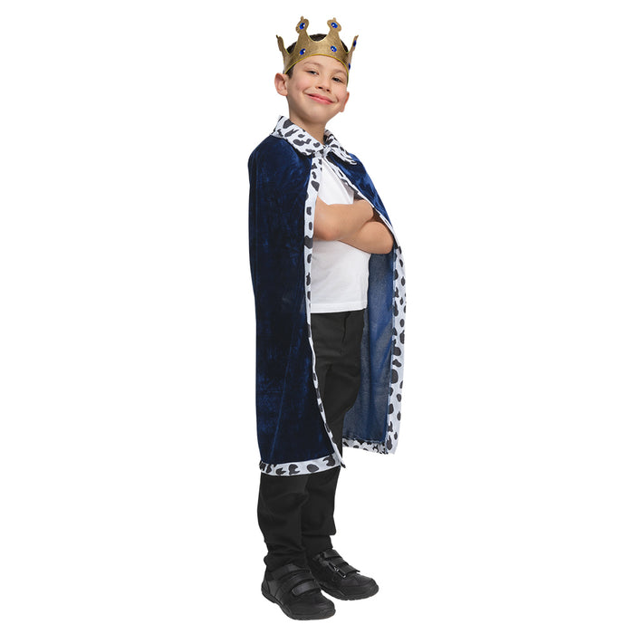 Velvet Child’s King Robe & Crown Set - Blue