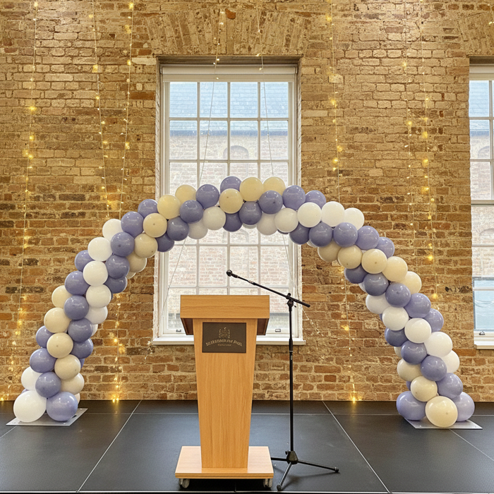 Corporate Outdoor/Indoor Spiral Balloon Arch - Stormy Blue/White The Ultimate Balloon And Party Shop Cheltenham & Gloucester Balloons & Fancy Dress 