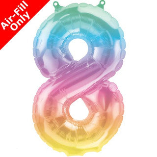 Mini Air Fill Number 8 Foil Balloon - Rainbow