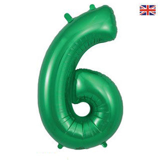 Large Number Green 34” Foil Balloon - 6