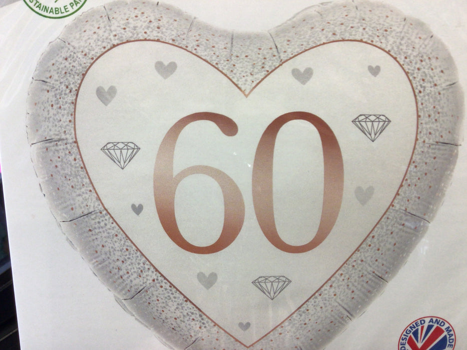 60th Diamond Anniversary Heart Balloon