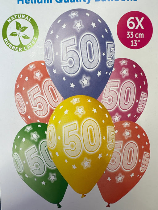 Age 50 Asst Birthday Balloons 6 Pack The Ultimate Balloon And Party Shop Cheltenham & Gloucester Balloons & Fancy Dress 