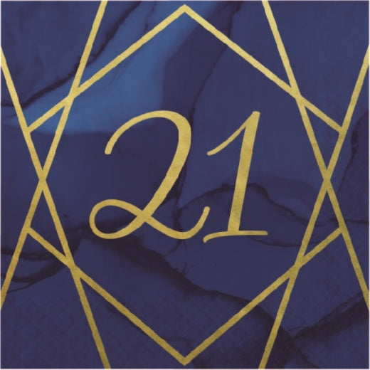 Age 21 Napkins - Navy Blue & Gold