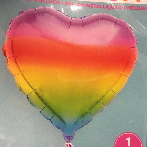 18" Foil Rainbow Ombre Heart Shaped Balloon