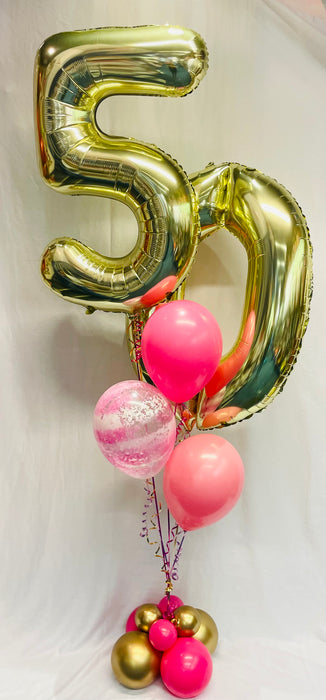 Mixed Number Balloon Display - Pinks & Gold