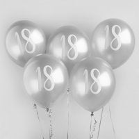 Age 18 Birthday Balloons 5pk - Silver The Ultimate Balloon And Party Shop Cheltenham & Gloucester Balloons & Fancy Dress 