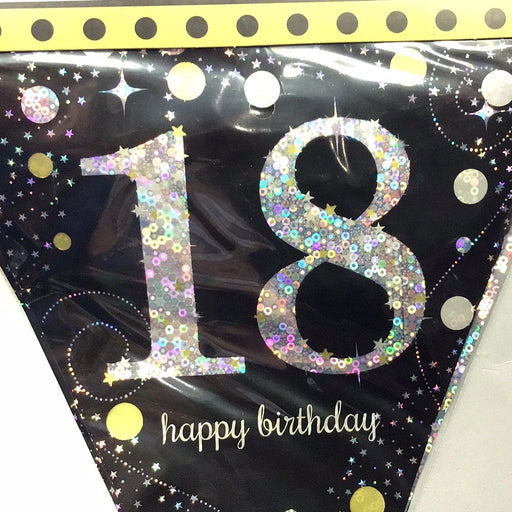 Age 18 Bunting - Black Glitz The Ultimate Balloon And Party Shop Cheltenham & Gloucester Balloons & Fancy Dress 