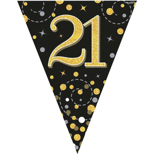 Age 21 Bunting - Black/Gold The Ultimate Balloon And Party Shop Cheltenham & Gloucester Balloons & Fancy Dress 