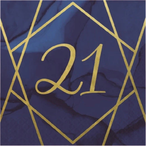 Age 21 Napkins - Navy Blue & Gold The Ultimate Balloon And Party Shop Cheltenham & Gloucester Balloons & Fancy Dress 