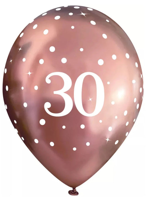 Age 30 Birthday Balloons 6 Pack - Rose Gold The Ultimate Balloon And Party Shop Cheltenham & Gloucester Balloons & Fancy Dress 