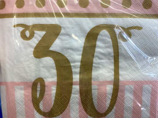 Age 30 Napkins - Pink/Gold The Ultimate Balloon And Party Shop Cheltenham & Gloucester Balloons & Fancy Dress 