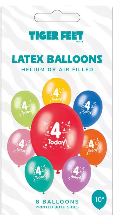 Age 4 Asst Birthday Balloons (8pk) The Ultimate Balloon And Party Shop Cheltenham & Gloucester Balloons & Fancy Dress 