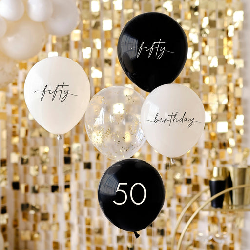 Age 50 Birthday Asst Milestone Balloons (5pk) The Ultimate Balloon And Party Shop Cheltenham & Gloucester Balloons & Fancy Dress 