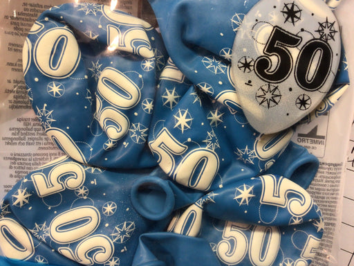 Age 50 Birthday Balloons 6 Pack - Blue The Ultimate Balloon And Party Shop Cheltenham & Gloucester Balloons & Fancy Dress 