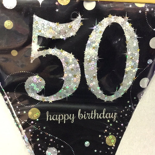 Age 50 Bunting - Black Glitz The Ultimate Balloon And Party Shop Cheltenham & Gloucester Balloons & Fancy Dress 