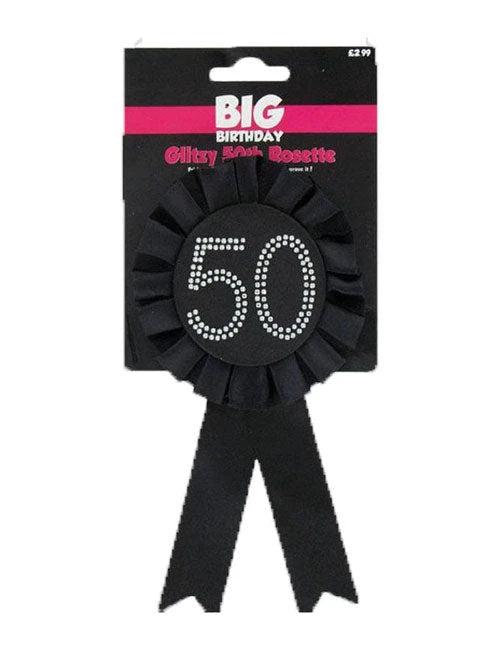 Age 50 Rosette - Black The Ultimate Balloon And Party Shop Cheltenham & Gloucester Balloons & Fancy Dress 