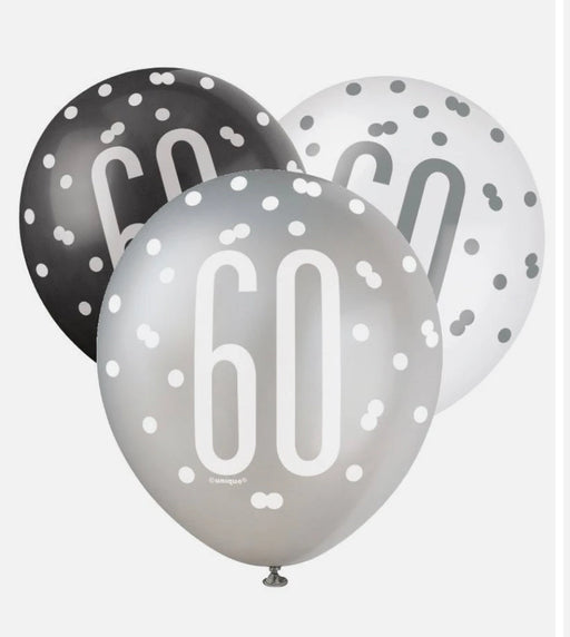 Age 60 Birthday Asst Colour Balloons 6 Pack The Ultimate Balloon And Party Shop Cheltenham & Gloucester Balloons & Fancy Dress 
