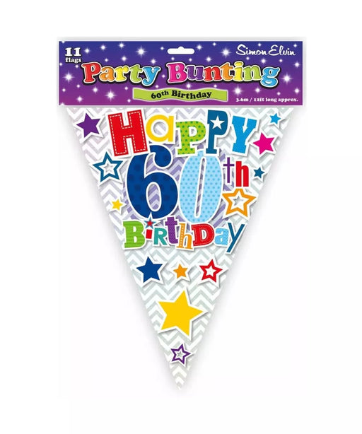 Age 60 Bunting - Bright Stars The Ultimate Balloon And Party Shop Cheltenham & Gloucester Balloons & Fancy Dress 