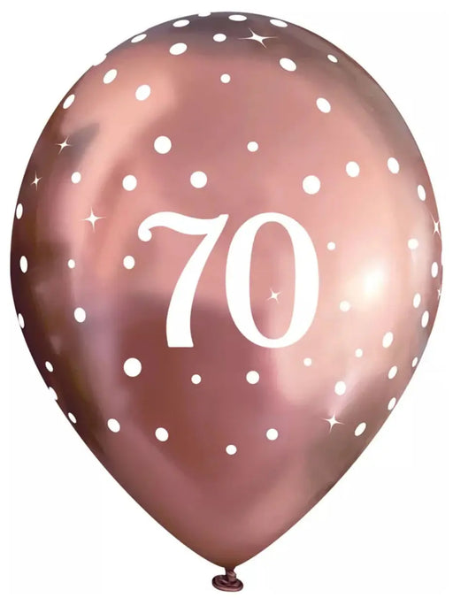 Age 70 Birthday Balloons 6 Pack - Rose Gold The Ultimate Balloon And Party Shop Cheltenham & Gloucester Balloons & Fancy Dress 