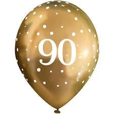 Age 90 Birthday Balloons (6pk) - Gold The Ultimate Balloon And Party Shop Cheltenham & Gloucester Balloons & Fancy Dress 