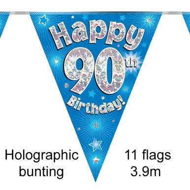 Age 90 Bunting - Blue & Silver The Ultimate Balloon And Party Shop Cheltenham & Gloucester Balloons & Fancy Dress 