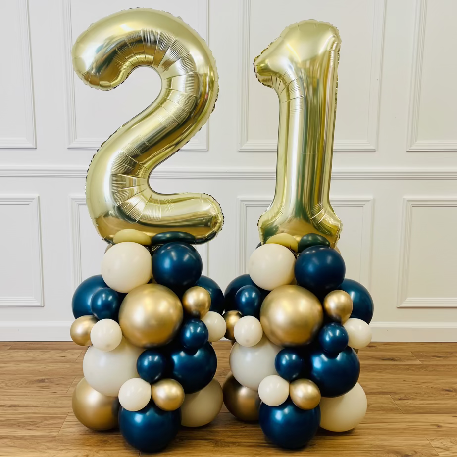 Two Fast Balloon Stack Age Balloon Stack - Double Number - Navy/Gold - The Ultimate Balloon ...