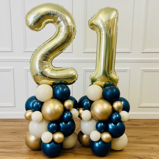 Age Balloon Stack - Double Number - Navy/Gold The Ultimate Balloon And Party Shop Cheltenham & Gloucester Balloons & Fancy Dress 