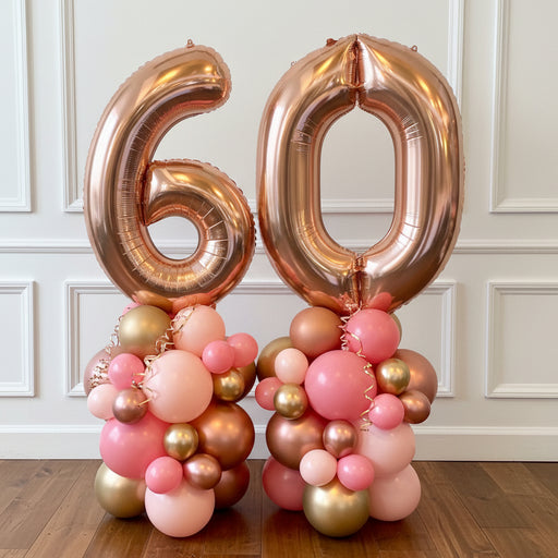 Age Balloon Stack - Double Number - Pink Tones The Ultimate Balloon And Party Shop Cheltenham & Gloucester Balloons & Fancy Dress 