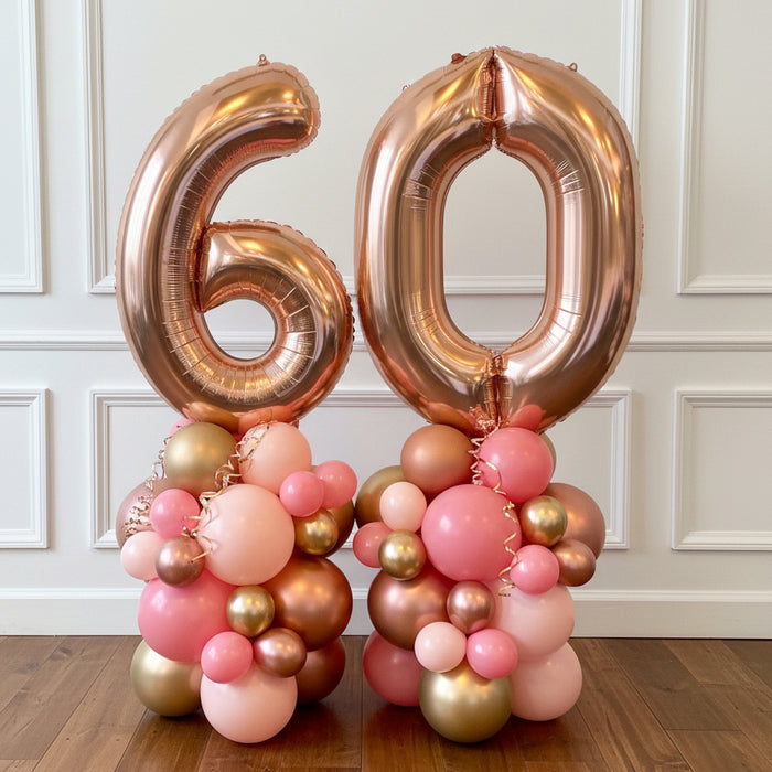Age Balloon Stack - Double Number - Pink Tones The Ultimate Balloon And Party Shop Cheltenham & Gloucester Balloons & Fancy Dress 