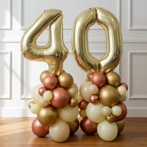 Age Balloon Stack - Double Number - Rose Gold Tones The Ultimate Balloon And Party Shop Cheltenham & Gloucester Balloons & Fancy Dress 