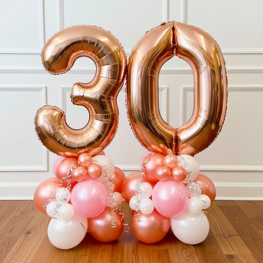 Age Balloon Stack - Double Number - Rose Gold & Pink The Ultimate Balloon And Party Shop Cheltenham & Gloucester Balloons & Fancy Dress 