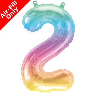 Mini Air Fill Number 2 Foil Balloon - Rainbow