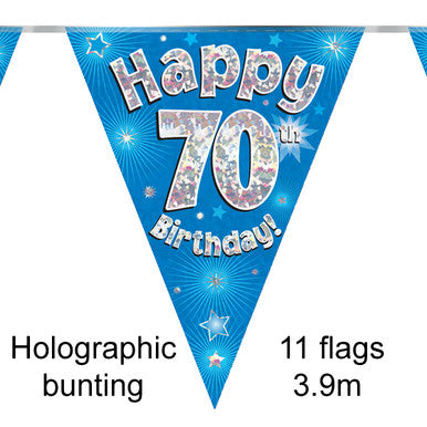 Age 70 Bunting - Blue & Silver