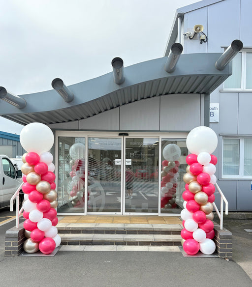 Entrance Spiral Balloon Columns - Pink/Gold/White The Ultimate Balloon And Party Shop Cheltenham & Gloucester Balloons & Fancy Dress 