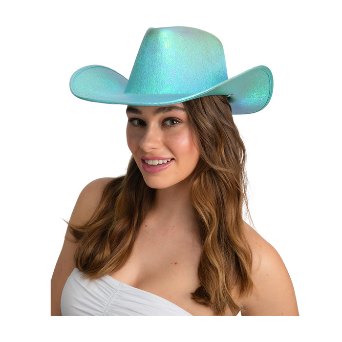 Cowboy Iridescent Hat - Aqua