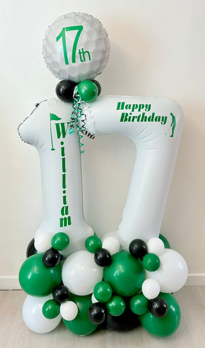 Personalised Age Themed Double Balloon Stack - Golf The Ultimate Balloon And Party Shop Cheltenham & Gloucester Balloons & Fancy Dress 