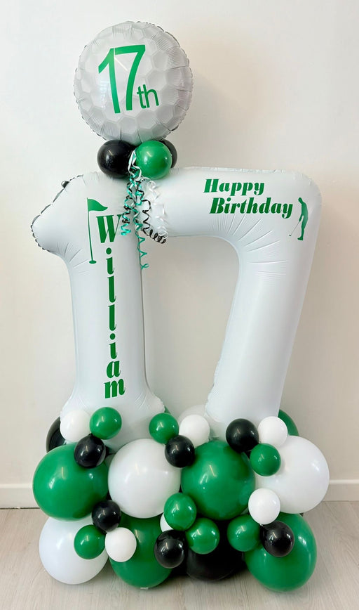Personalised Age Themed Double Balloon Stack - Golf The Ultimate Balloon And Party Shop Cheltenham & Gloucester Balloons & Fancy Dress 
